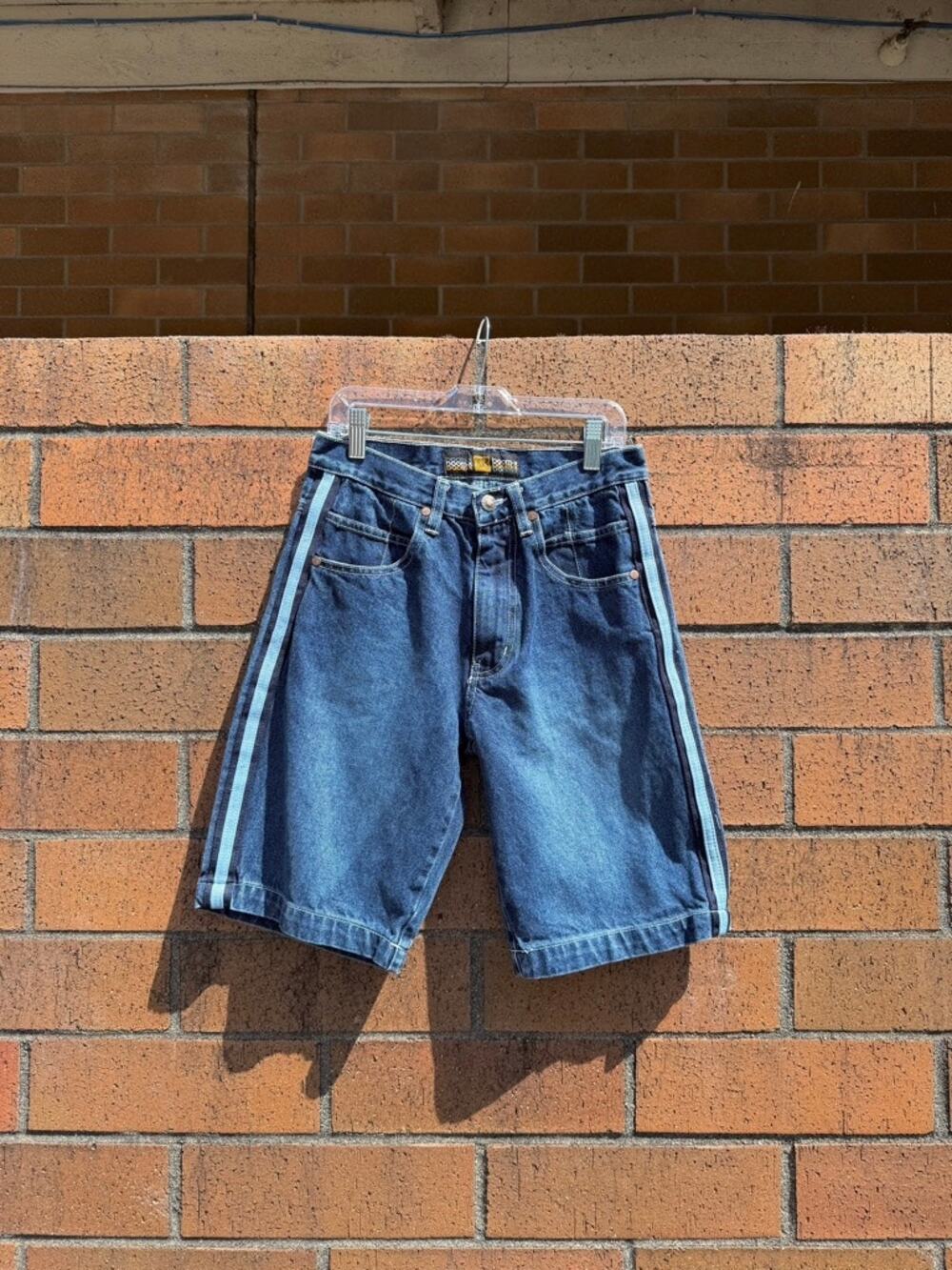Y2K Boom-X Jeans Vintage Dark Wash Denim Striped Shorts Jorts NoBo Carbon Levi's